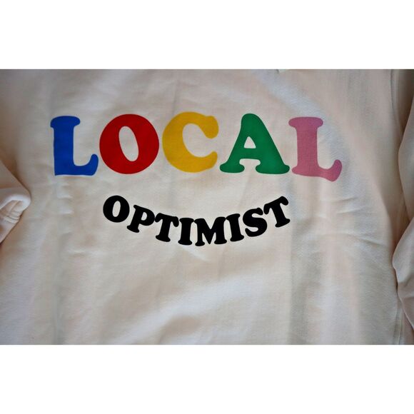 Madhappy 4U032 Unisex Sz XS Ivory Local Optimist Colorful Crewneck Pullover - Picture 4 of 8